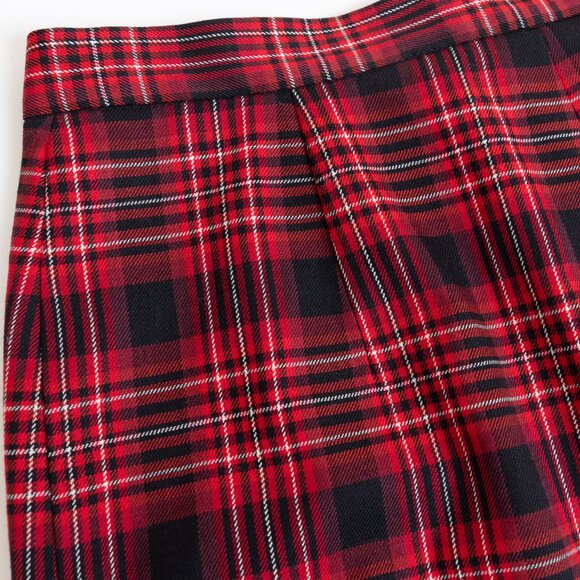Peter Nygard Wide Leg Plaid Pants Red Black Wool Blend Tartan Canada Size 12 - Picture 12 of 13
